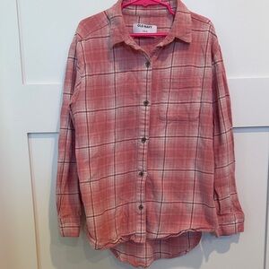 Old Navy Pink Plaid Girls Button-Down Shirt